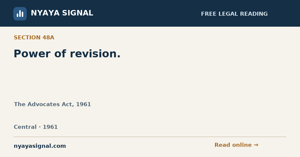 Section 48A — Power of revision. | The Advocates Act, 1961 | NYAYA SIGNAL