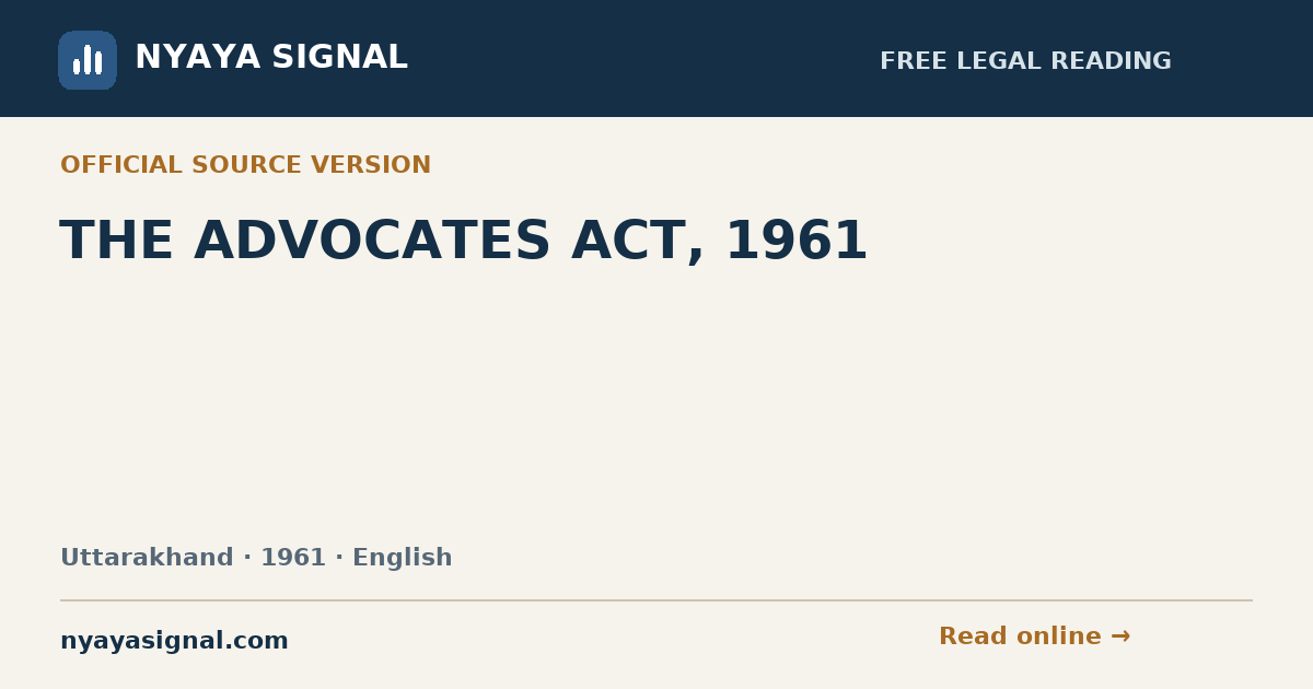 THE ADVOCATES ACT, 1961 — English | NYAYA SIGNAL