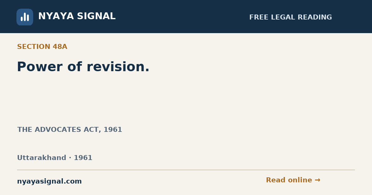 Section 48A — Power of revision. | THE ADVOCATES ACT, 1961 | NYAYA SIGNAL