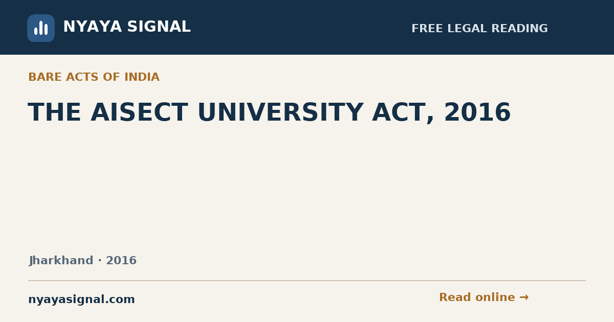THE AISECT UNIVERSITY ACT, 2016 — Language not labelled by source | NYAYA SIGNAL