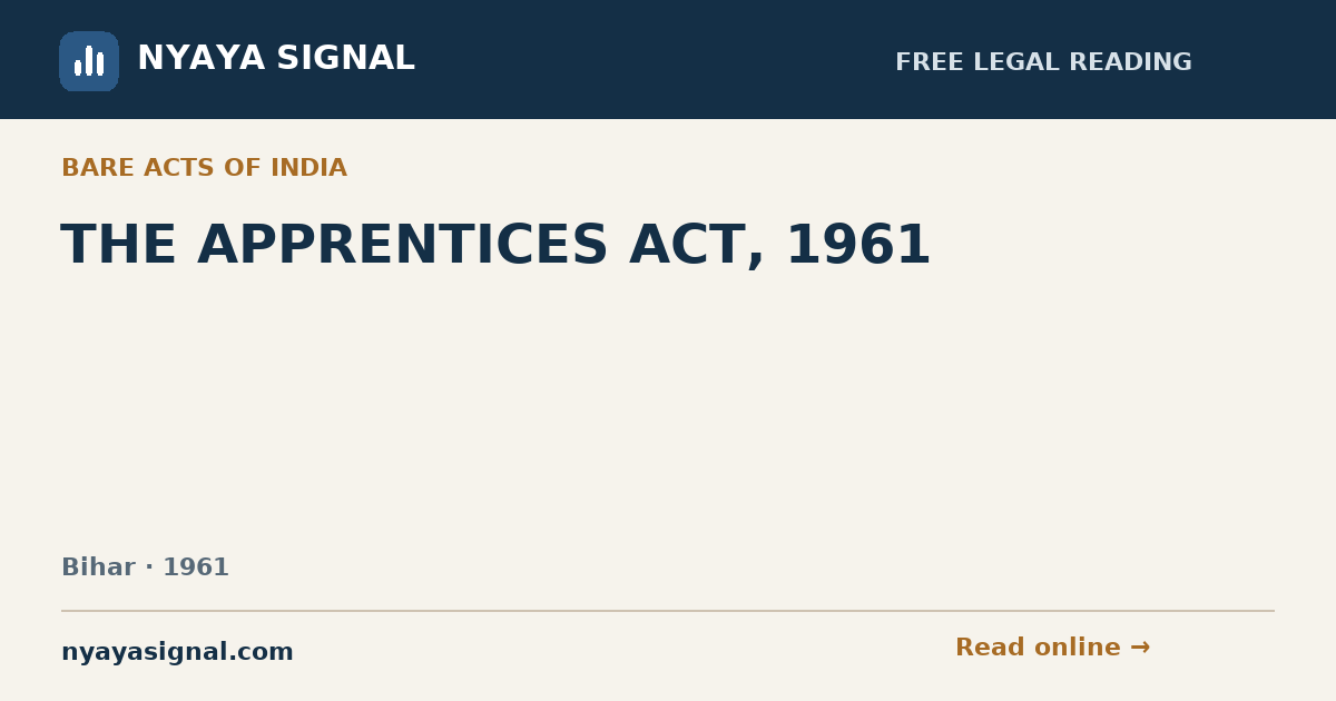 THE APPRENTICES ACT, 1961 | NYAYA SIGNAL