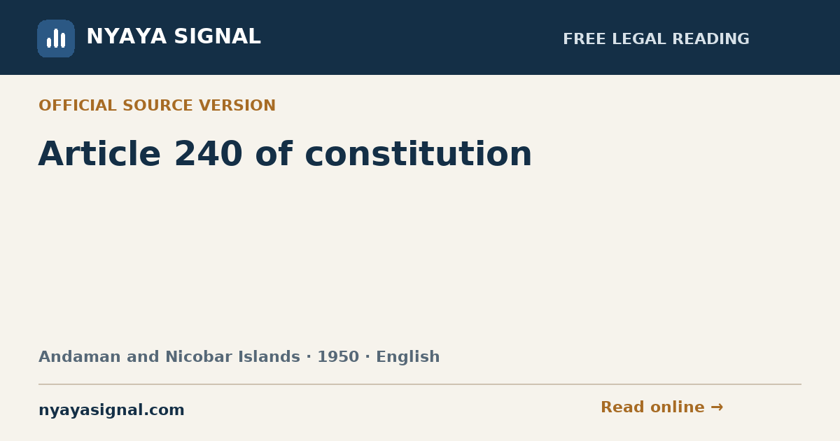 Article 240 of constitution — English | NYAYA SIGNAL
