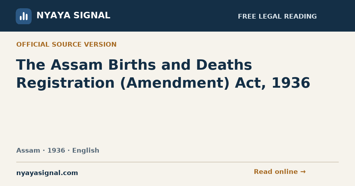 The Assam Births and Deaths Registration (Amendment) Act, 1936 — English | NYAYA SIGNAL