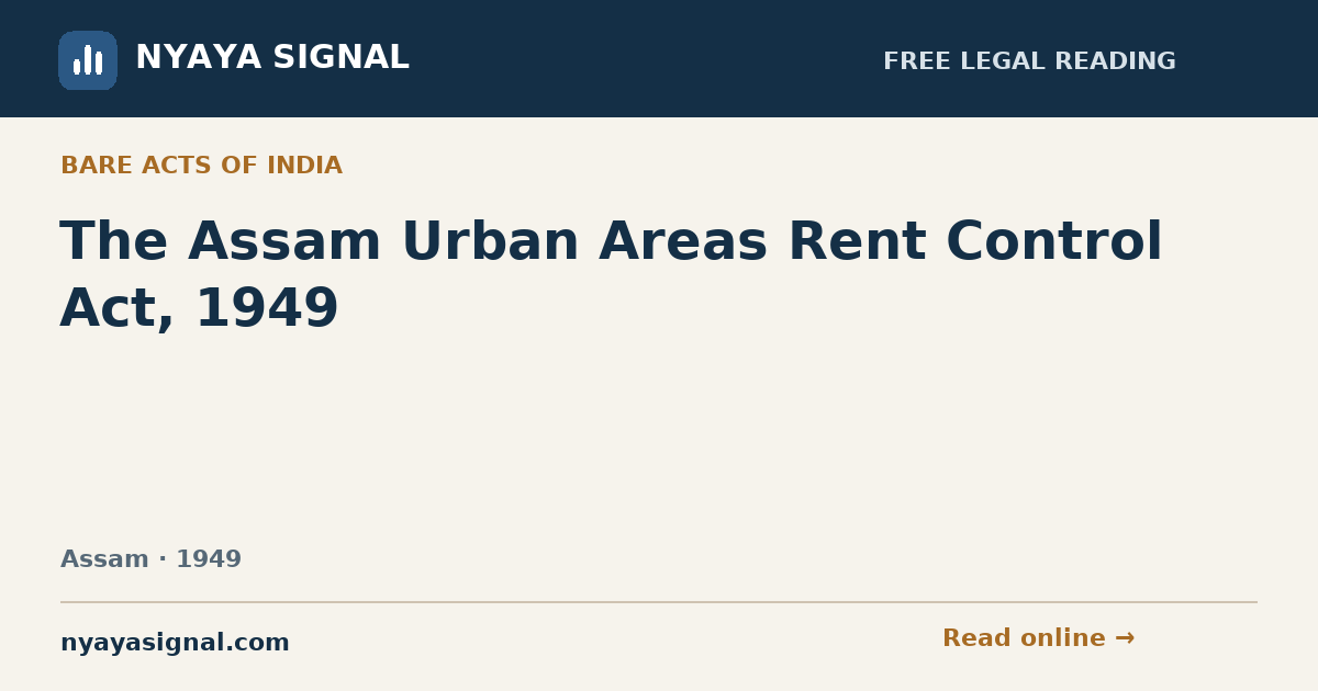 The Assam Urban Areas Rent Control Act, 1949 | NYAYA SIGNAL