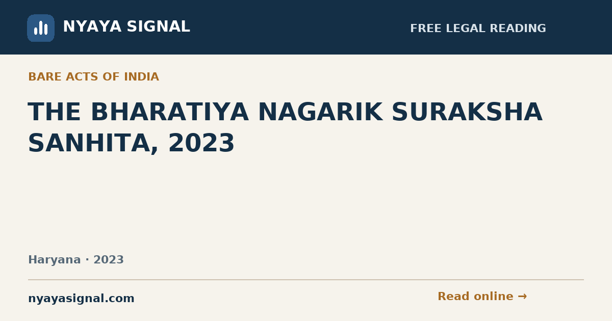 THE BHARATIYA NAGARIK SURAKSHA SANHITA, 2023 | NYAYA SIGNAL