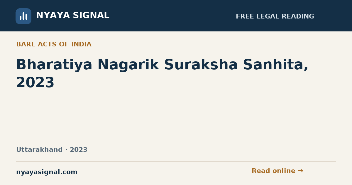Bharatiya Nagarik Suraksha Sanhita, 2023 | NYAYA SIGNAL