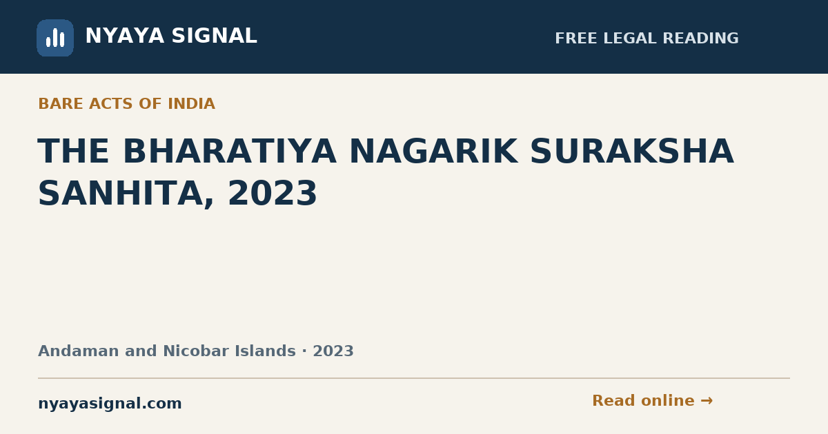 THE BHARATIYA NAGARIK SURAKSHA SANHITA, 2023 | NYAYA SIGNAL