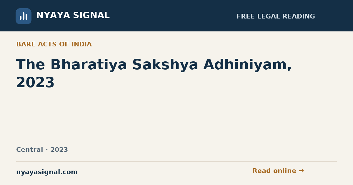 The Bharatiya Sakshya Adhiniyam, 2023 | NYAYA SIGNAL