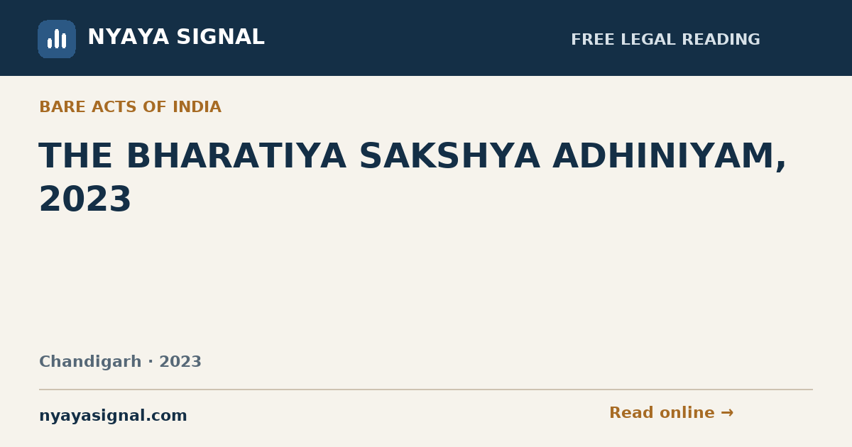 THE BHARATIYA SAKSHYA ADHINIYAM, 2023 | NYAYA SIGNAL