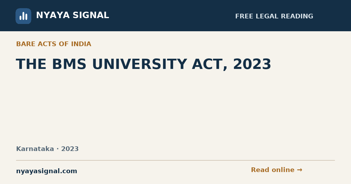 THE BMS UNIVERSITY ACT, 2023 | NYAYA SIGNAL