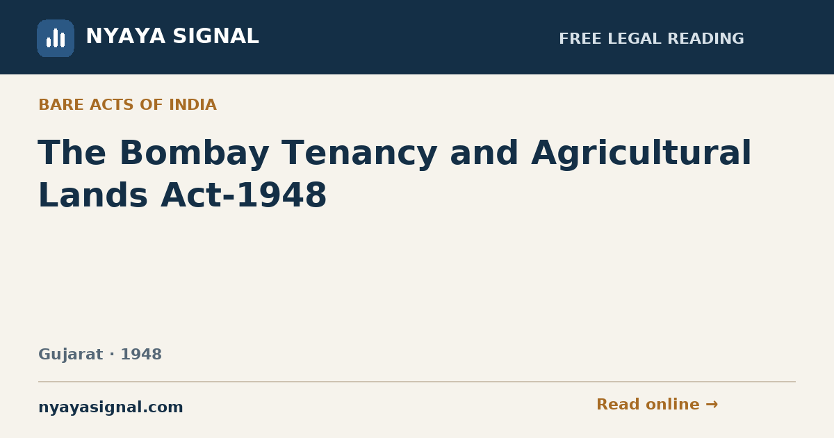 The Bombay Tenancy and Agricultural Lands Act-1948 | NYAYA SIGNAL