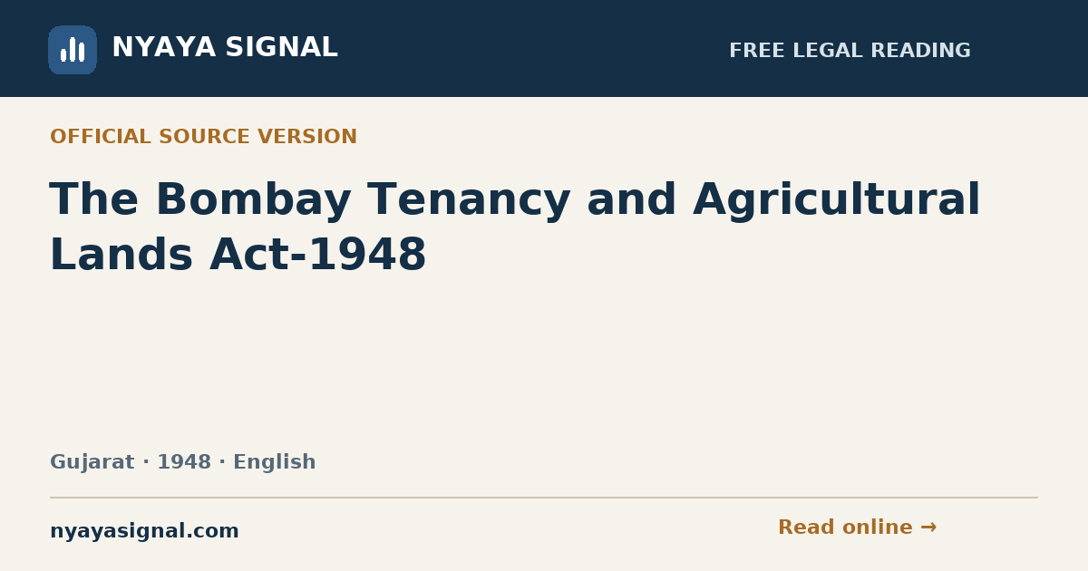 The Bombay Tenancy and Agricultural Lands Act-1948 — English | NYAYA SIGNAL