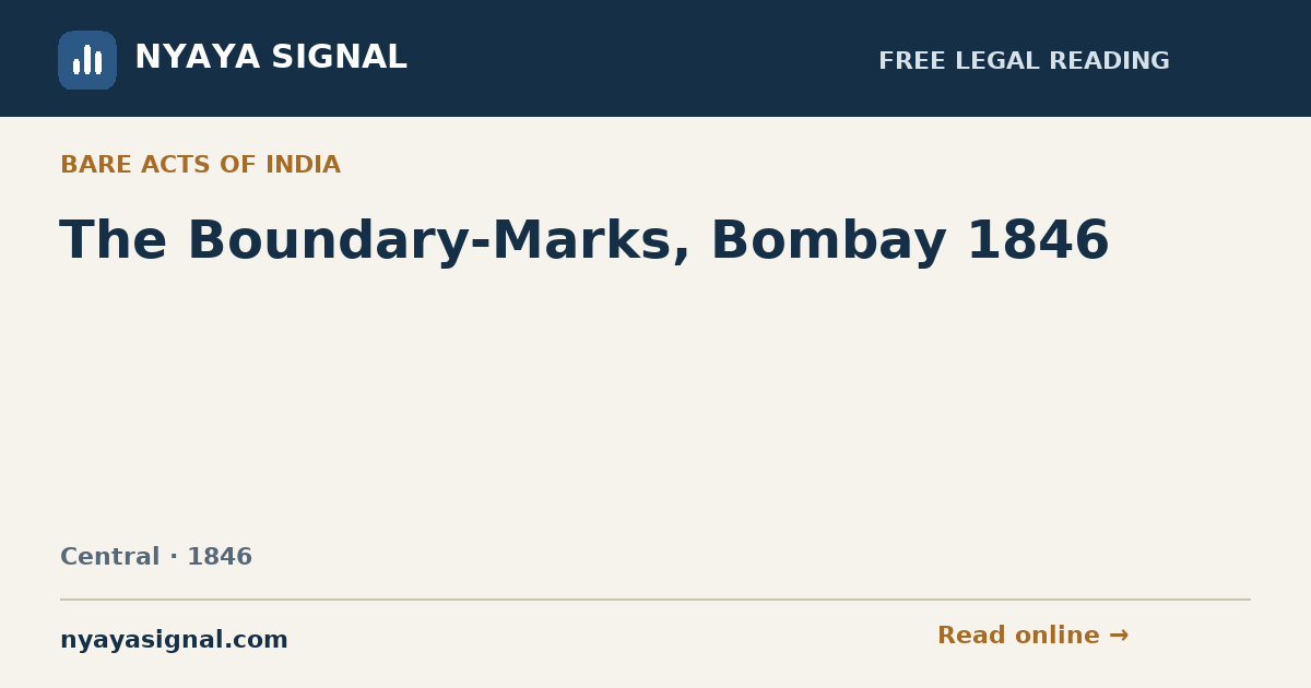 The Boundary-Marks, Bombay 1846 | NYAYA SIGNAL
