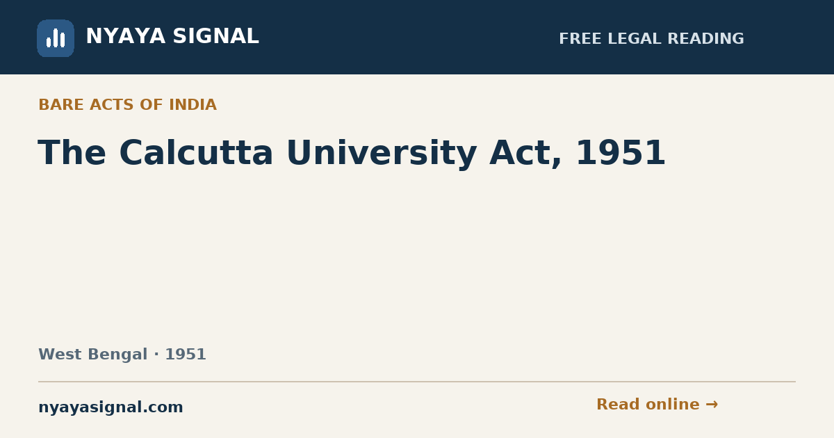 The Calcutta University Act, 1951 | NYAYA SIGNAL