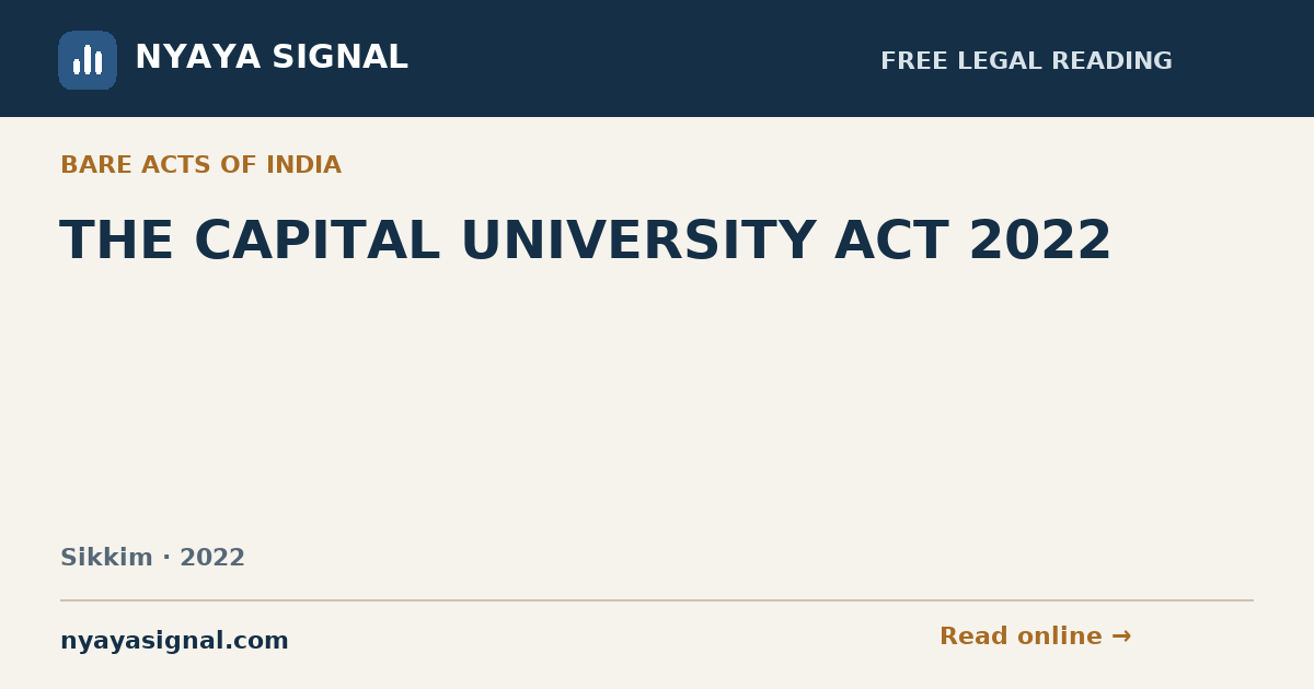 THE CAPITAL UNIVERSITY ACT 2022 | NYAYA SIGNAL