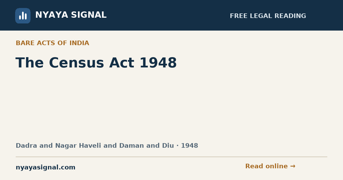 The Census Act 1948 | NYAYA SIGNAL