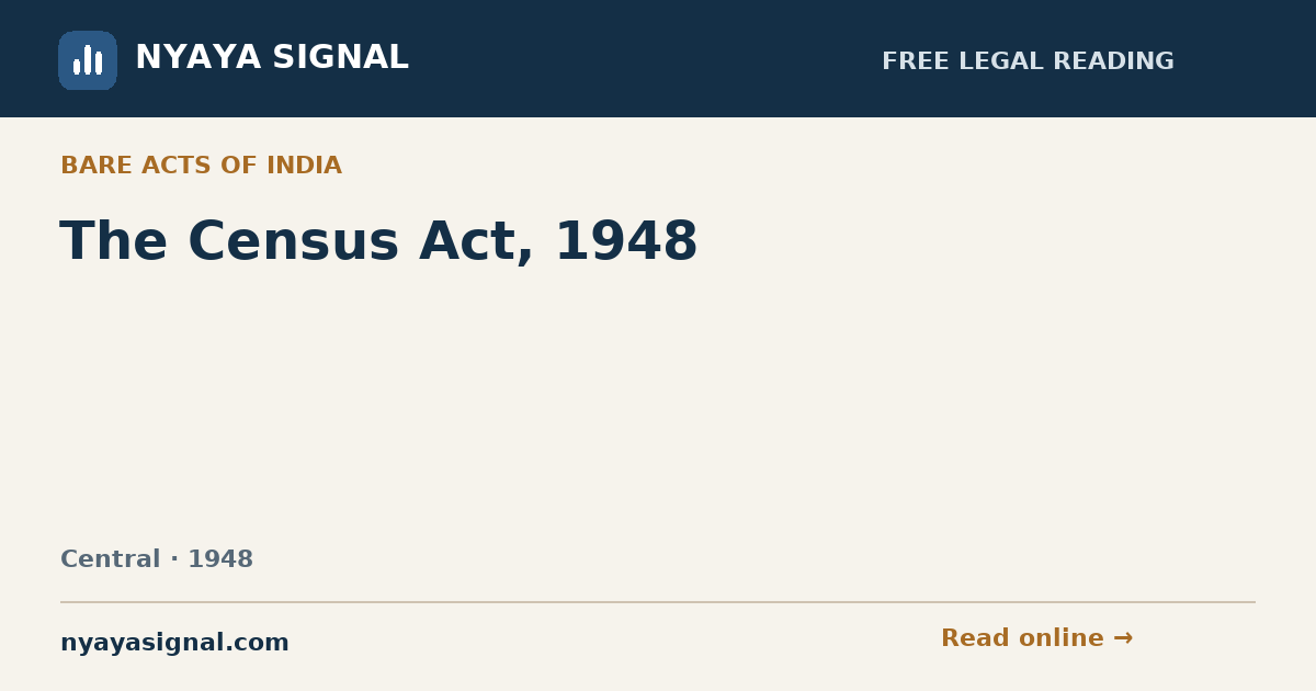 The Census Act, 1948 | NYAYA SIGNAL