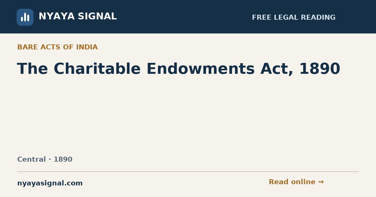 The Charitable Endowments Act, 1890 | NYAYA SIGNAL