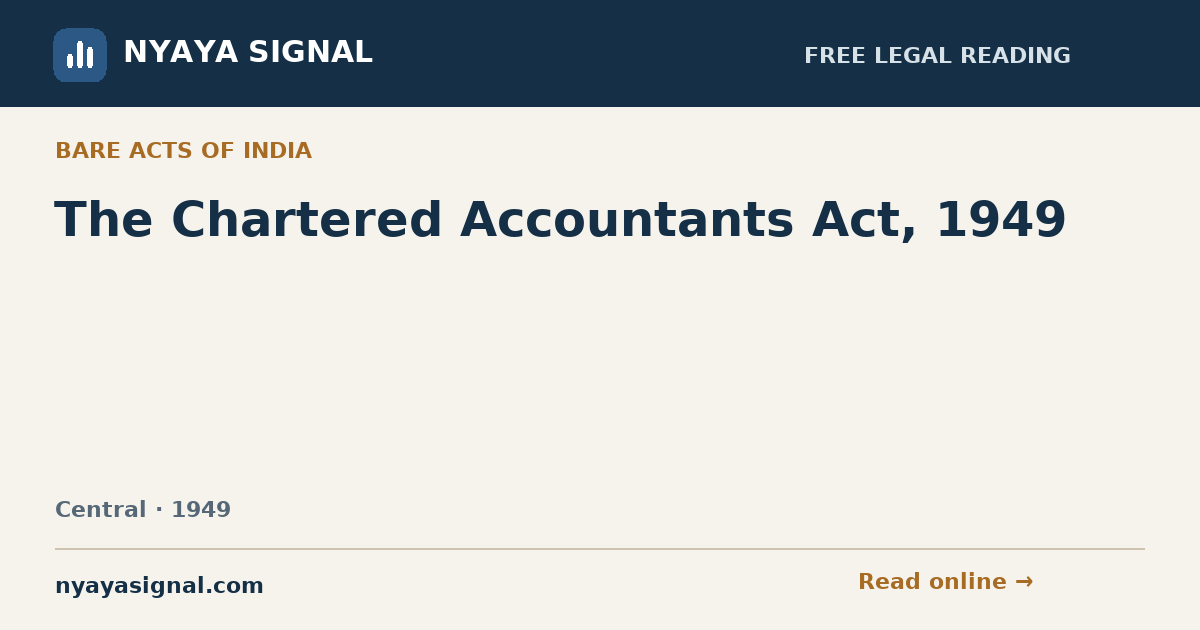 The Chartered Accountants Act, 1949 | NYAYA SIGNAL