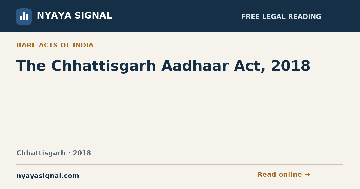 The Chhattisgarh Aadhaar Act, 2018 | NYAYA SIGNAL