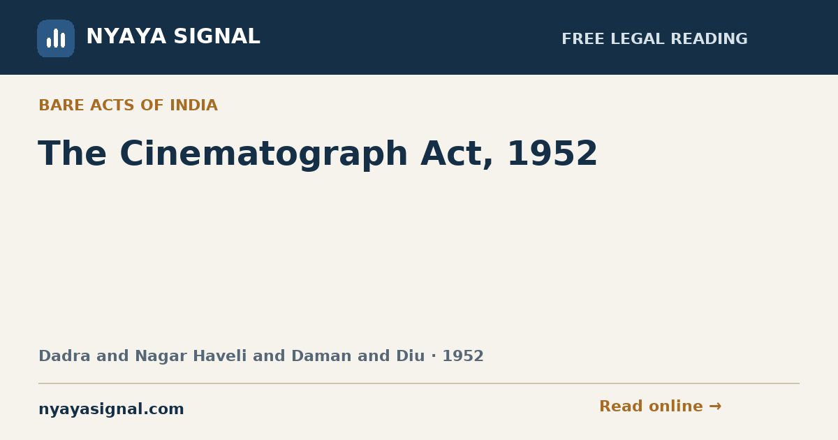 The Cinematograph Act, 1952 | NYAYA SIGNAL