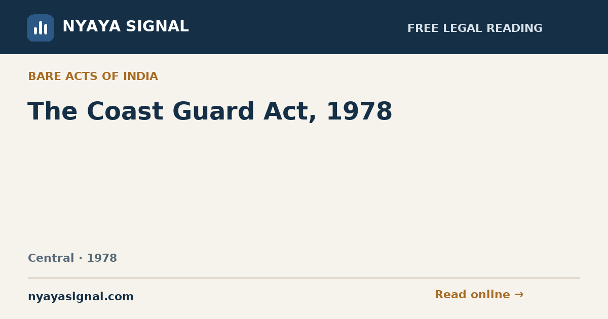 The Coast Guard Act, 1978 | NYAYA SIGNAL