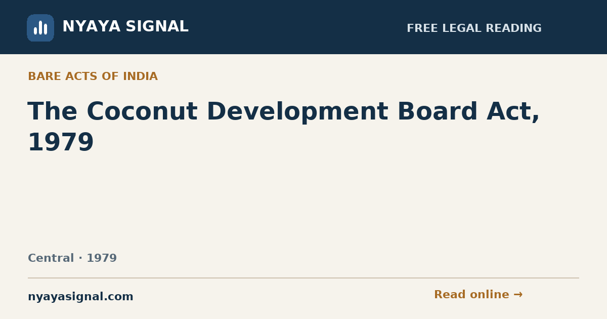 The Coconut Development Board Act, 1979 | NYAYA SIGNAL