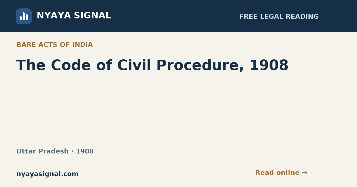 The Code of Civil Procedure, 1908 — Hindi | NYAYA SIGNAL