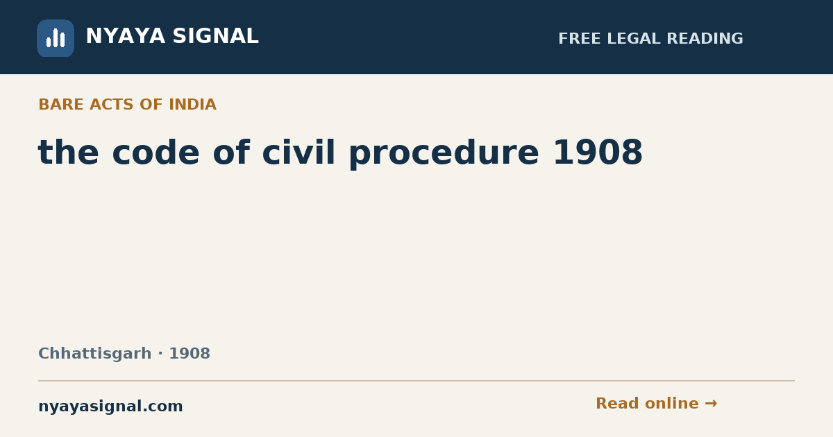the code of civil procedure 1908 | NYAYA SIGNAL