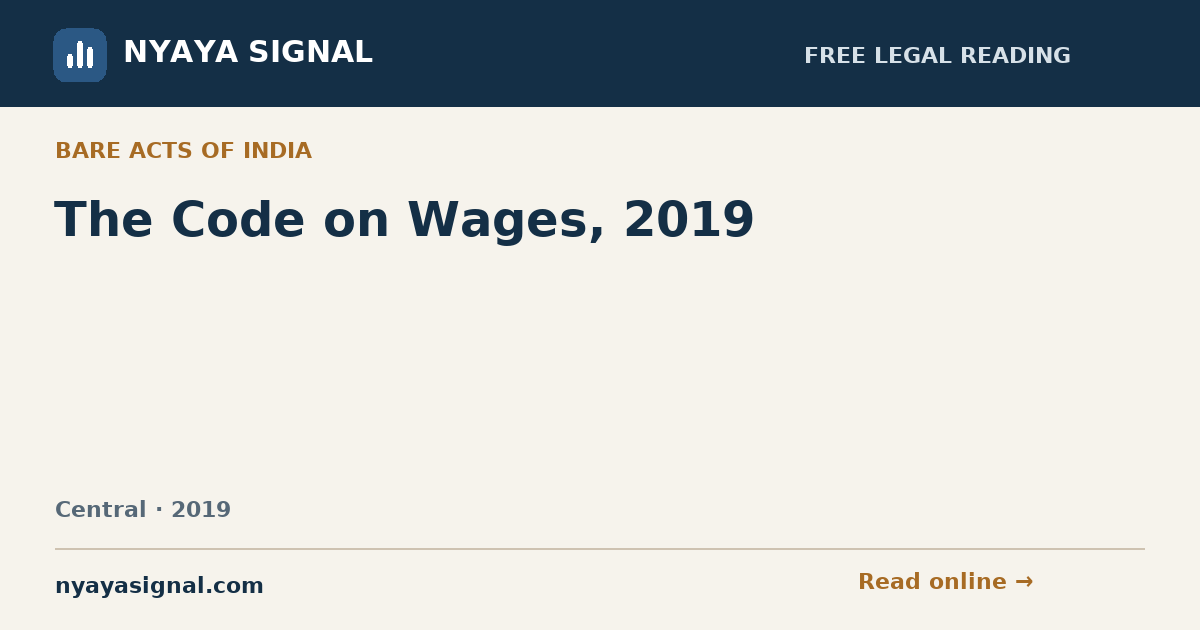 The Code on Wages, 2019 | NYAYA SIGNAL