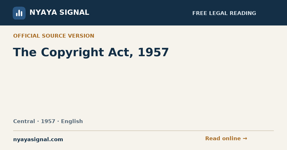 The Copyright Act, 1957 — English | NYAYA SIGNAL
