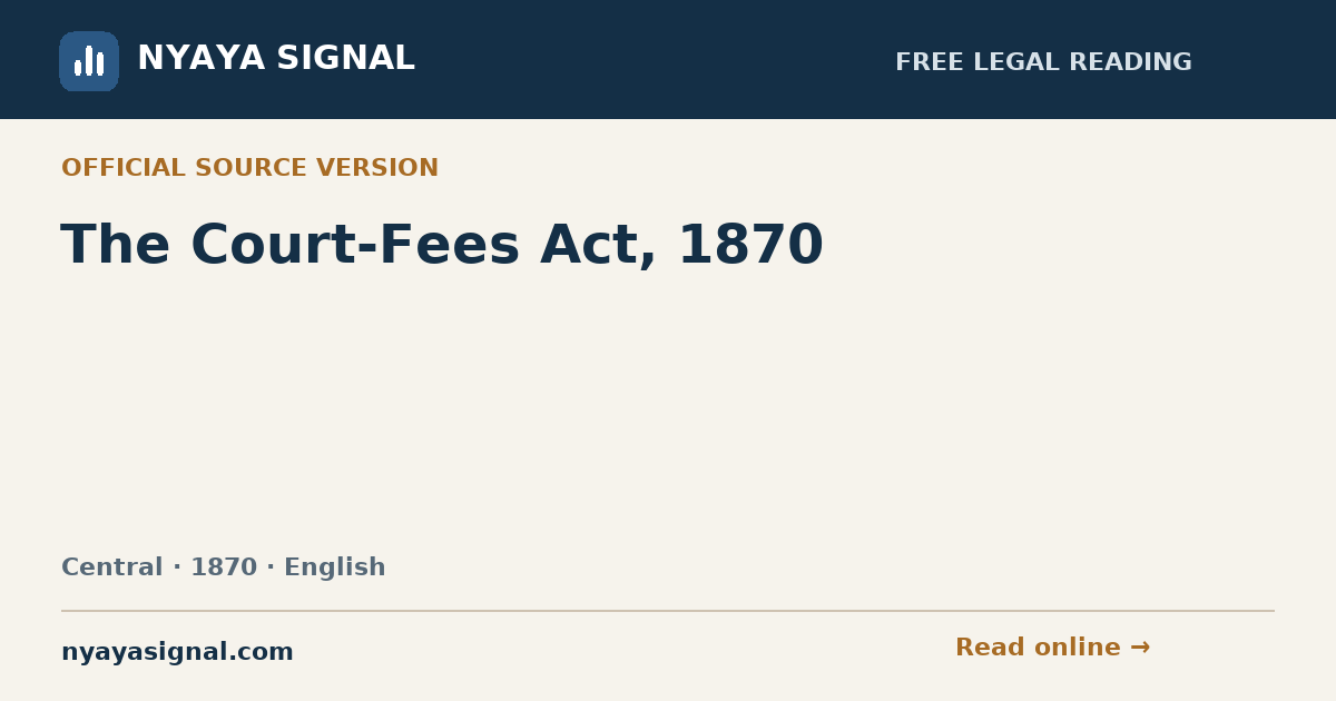 The Court-Fees Act, 1870 — English | NYAYA SIGNAL