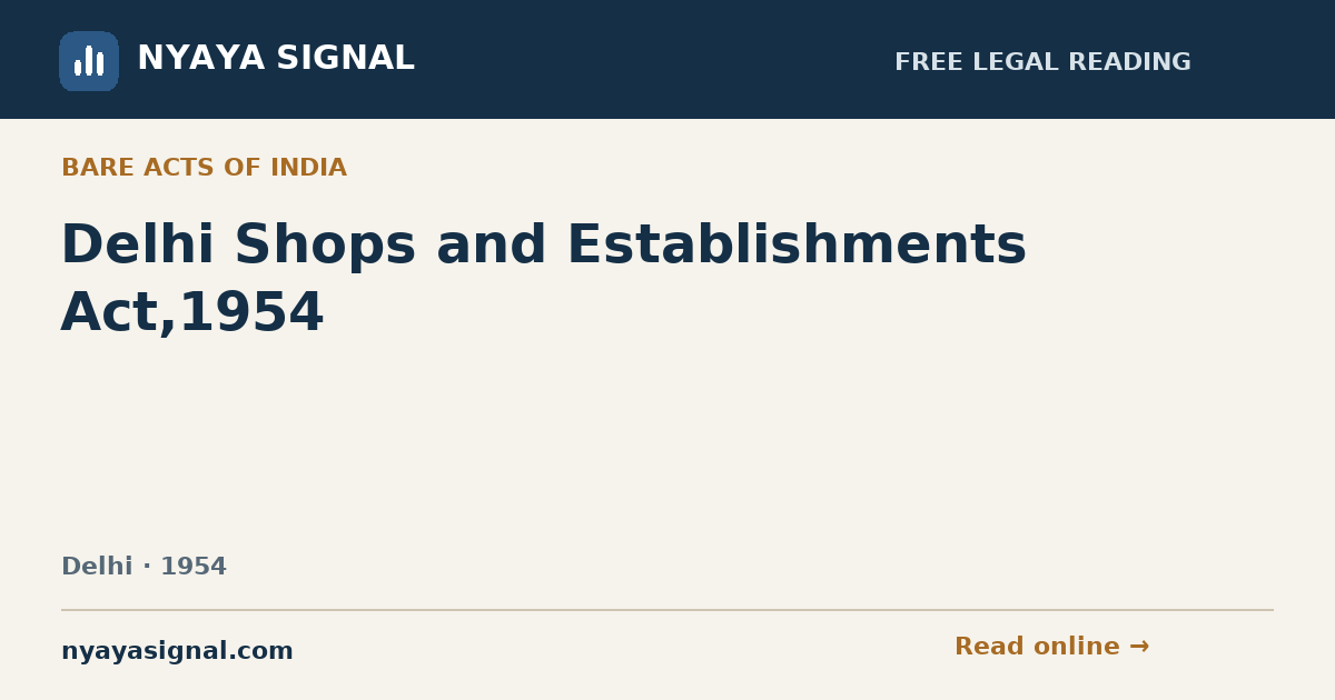 Delhi Shops and Establishments Act,1954 | NYAYA SIGNAL
