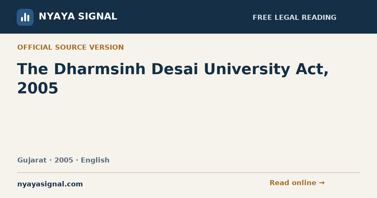 The Dharmsinh Desai University Act, 2005 — English | NYAYA SIGNAL
