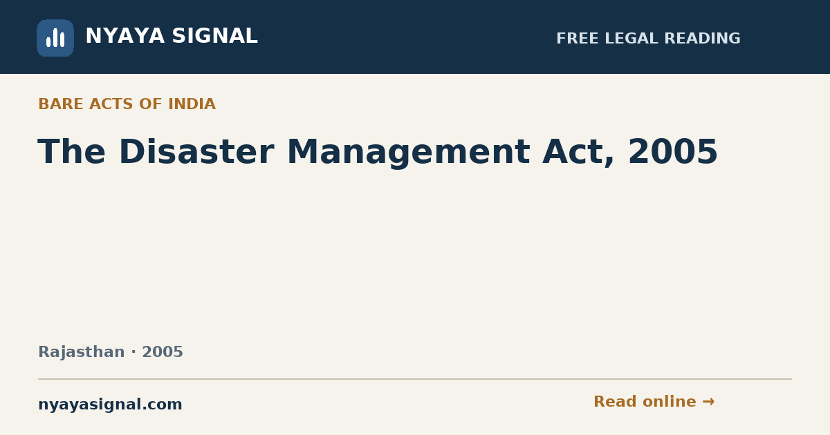 The Disaster Management Act, 2005 — Hindi | NYAYA SIGNAL