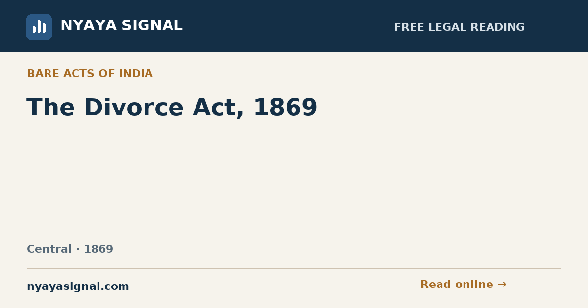 The Divorce Act, 1869 | NYAYA SIGNAL