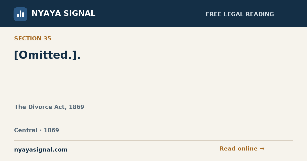 Section 35 — [Omitted.]. | The Divorce Act, 1869 | NYAYA SIGNAL