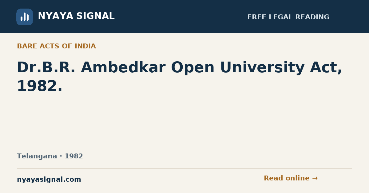 Dr.B.R. Ambedkar Open University Act, 1982. | NYAYA SIGNAL