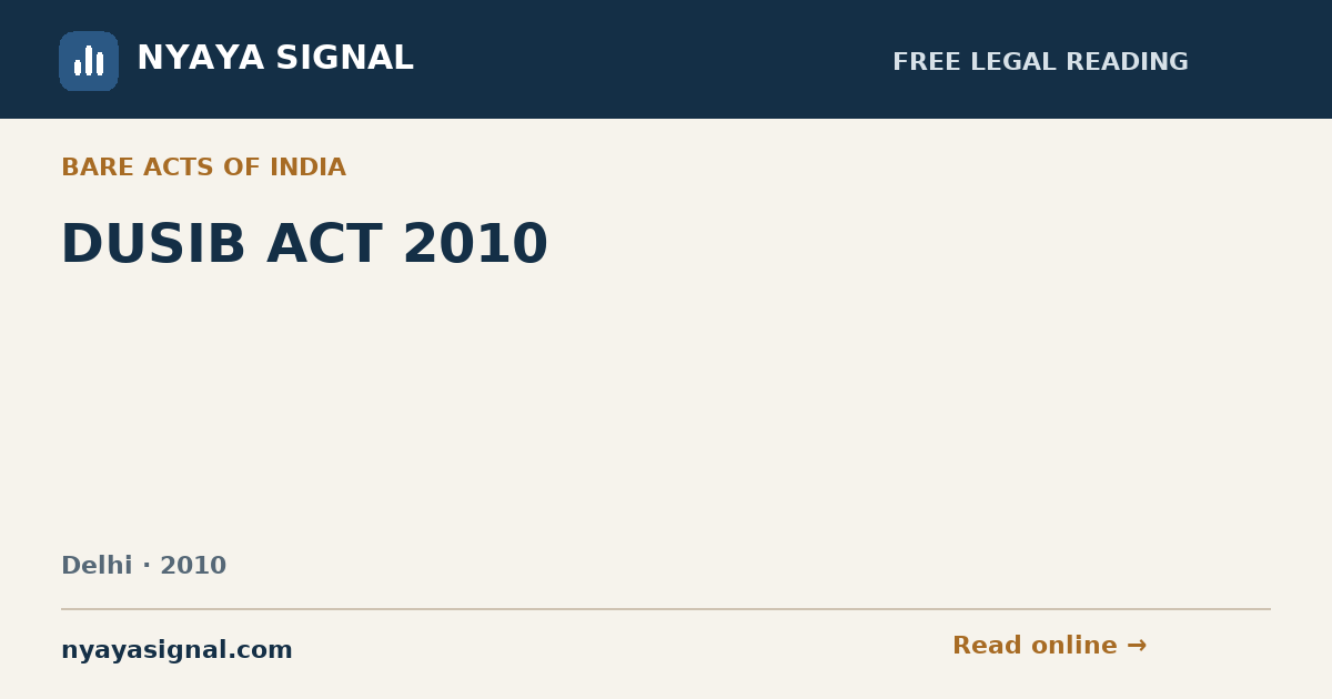 DUSIB ACT 2010 | NYAYA SIGNAL