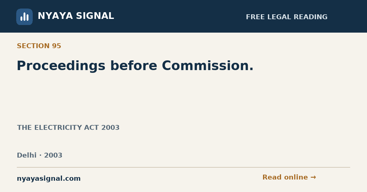 Section 95 — Proceedings before Commission. | THE ELECTRICITY ACT 2003 | NYAYA SIGNAL