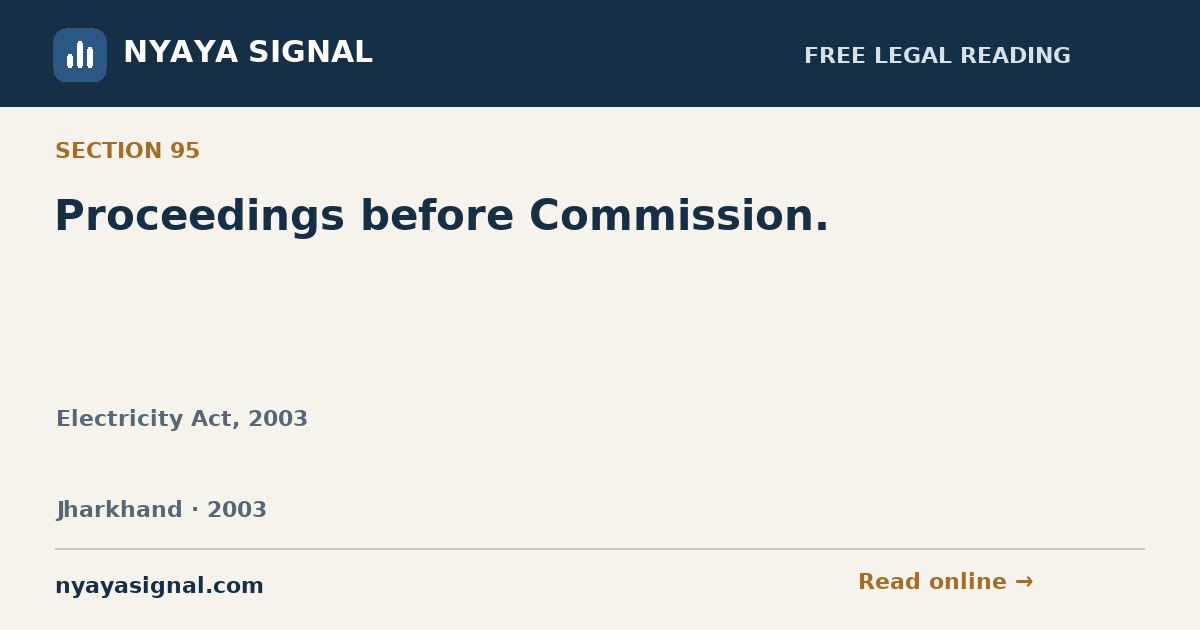 Section 95 — Proceedings before Commission. | Electricity Act, 2003 | NYAYA SIGNAL