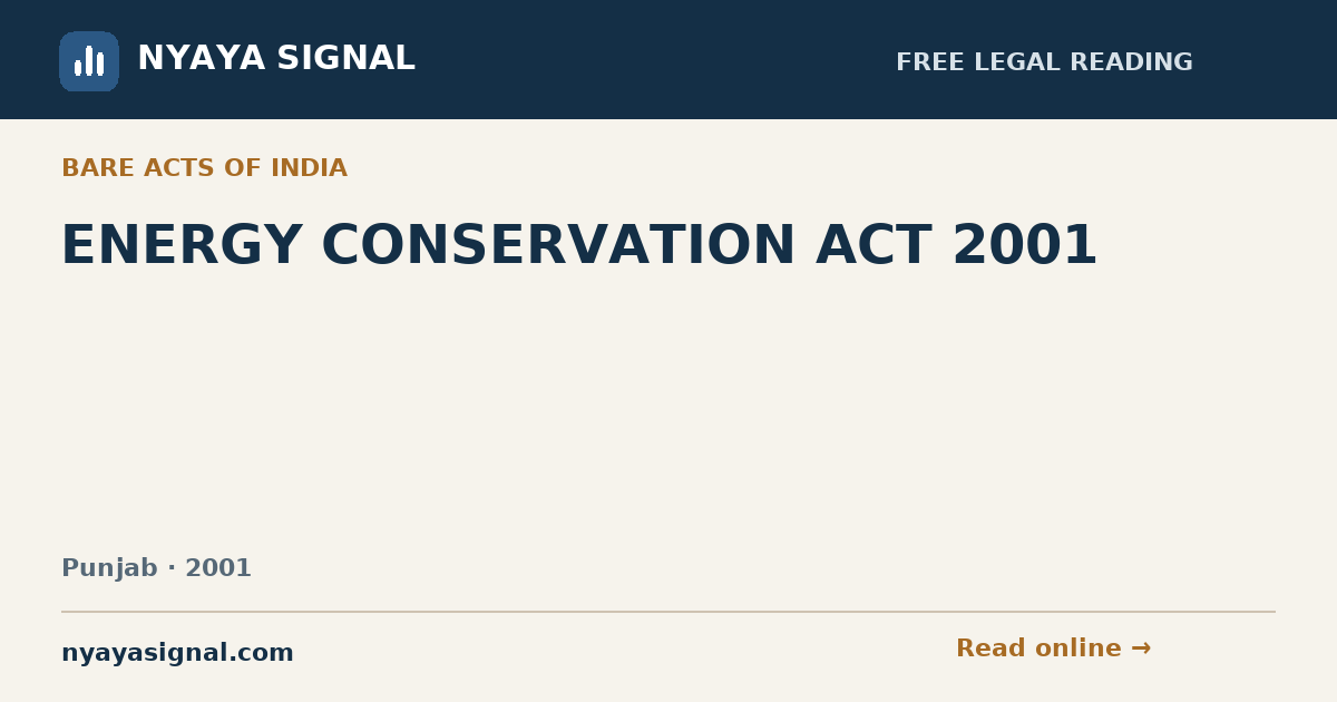 ENERGY CONSERVATION ACT 2001 | NYAYA SIGNAL