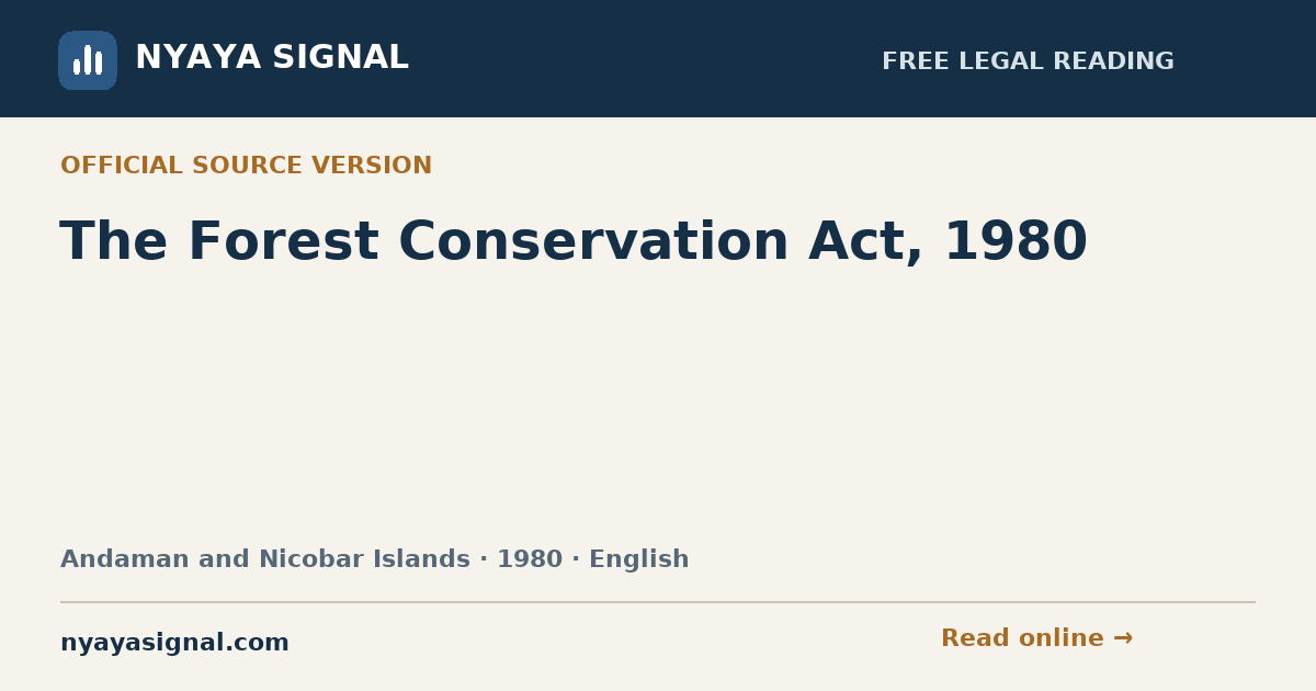 The Forest Conservation Act, 1980 — English | NYAYA SIGNAL