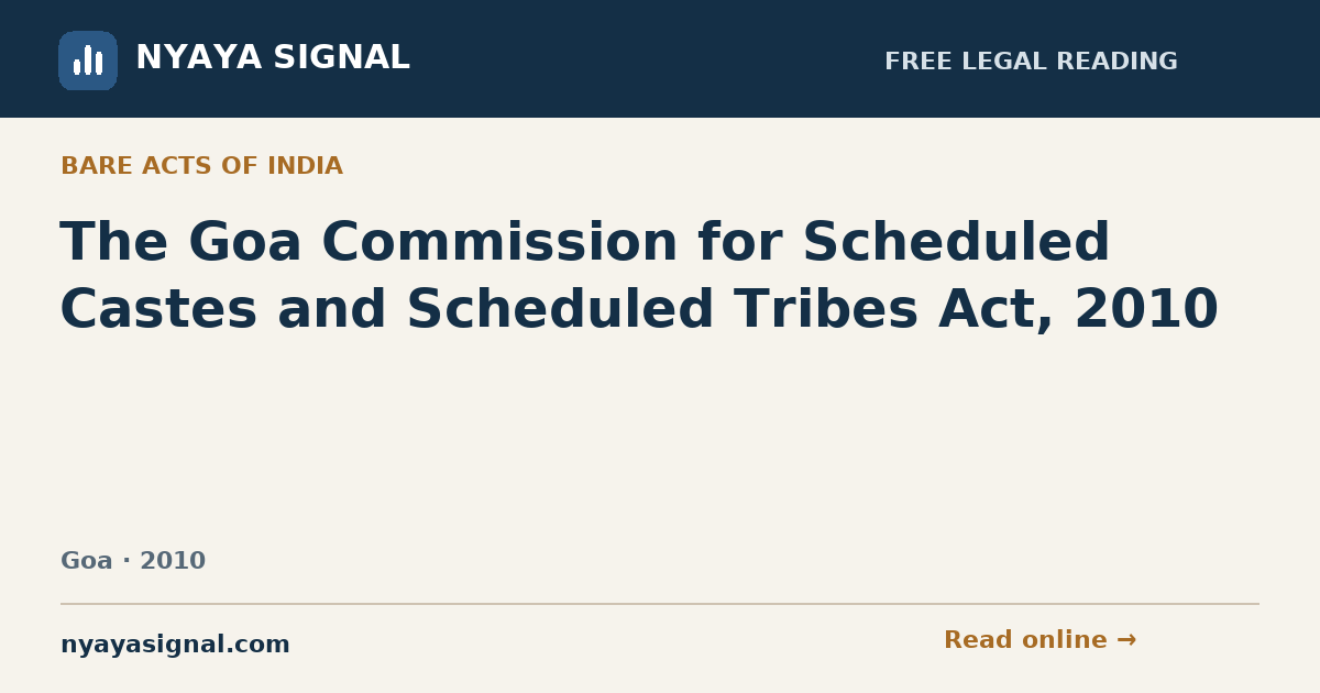 The Goa Commission for Scheduled Castes and Scheduled Tribes Act, 2010 | NYAYA SIGNAL