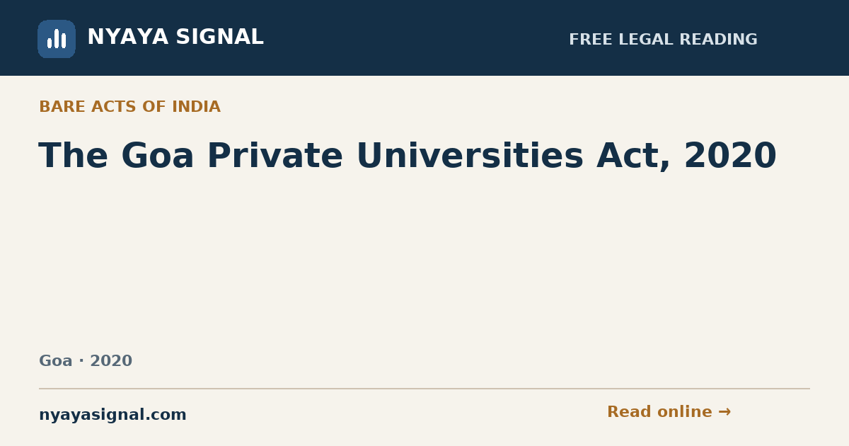 The Goa Private Universities Act, 2020 | NYAYA SIGNAL