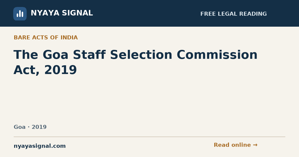 The Goa Staff Selection Commission Act, 2019 | NYAYA SIGNAL