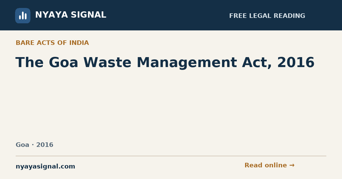 The Goa Waste Management Act, 2016 | NYAYA SIGNAL