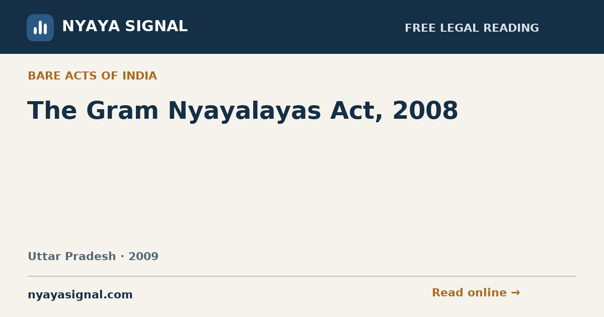 The Gram Nyayalayas Act, 2008 | NYAYA SIGNAL