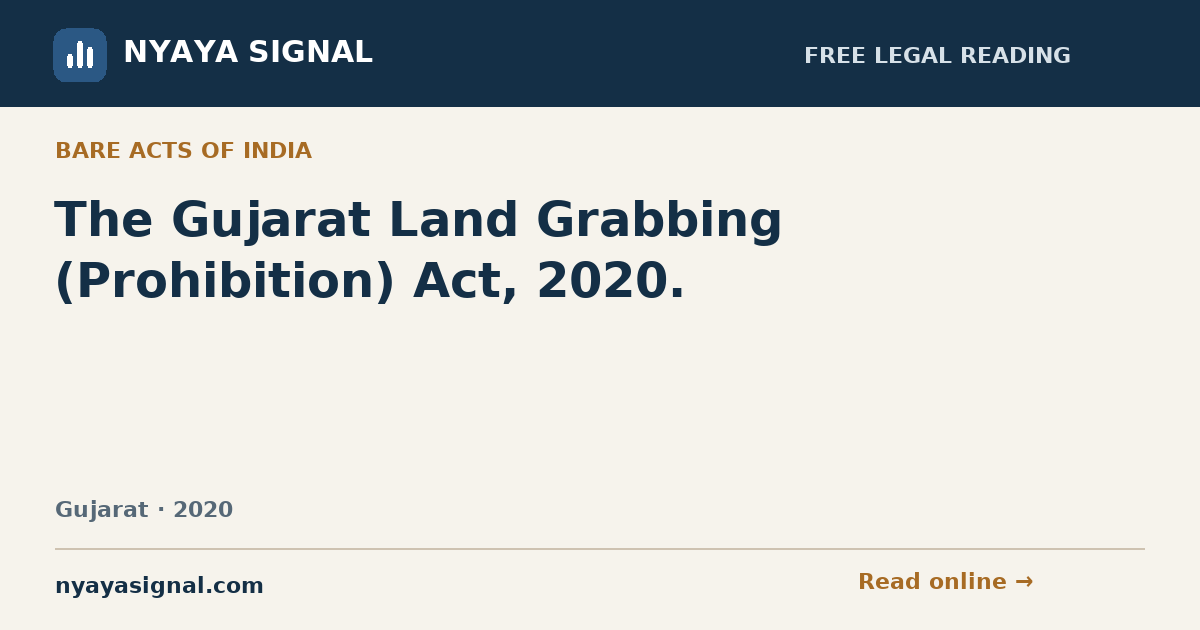 The Gujarat Land Grabbing (Prohibition) Act, 2020. — Language not labelled by source | NYAYA SIGNAL
