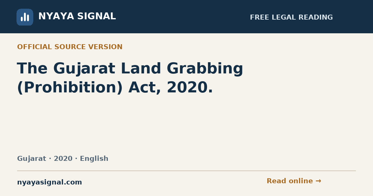The Gujarat Land Grabbing (Prohibition) Act, 2020. — English | NYAYA SIGNAL